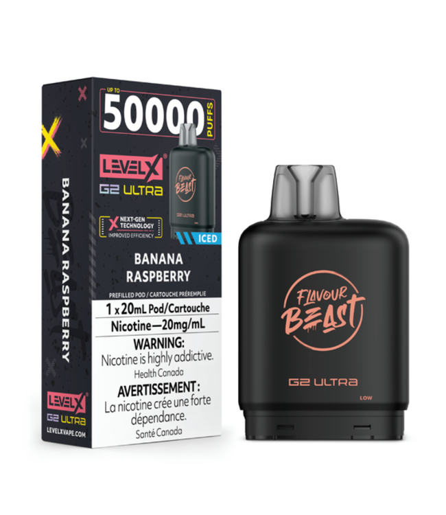 LEVEL X ULTRA - FLAVOUR BEAST 20ml Pod Banana Raspberry Iced (ONTARIO)