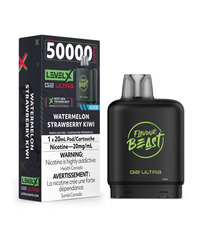 LEVEL X ULTRA - FLAVOUR BEAST 20ml Pod Watermelon Strawberry Kiwi Iced (ONTARIO)