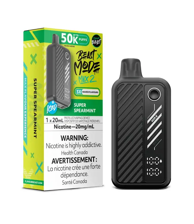 FLAVOUR BEAST MODE MAX 2 - 50K Puff Disposable 20ml Super Spearmint Iced (ONTARIO)
