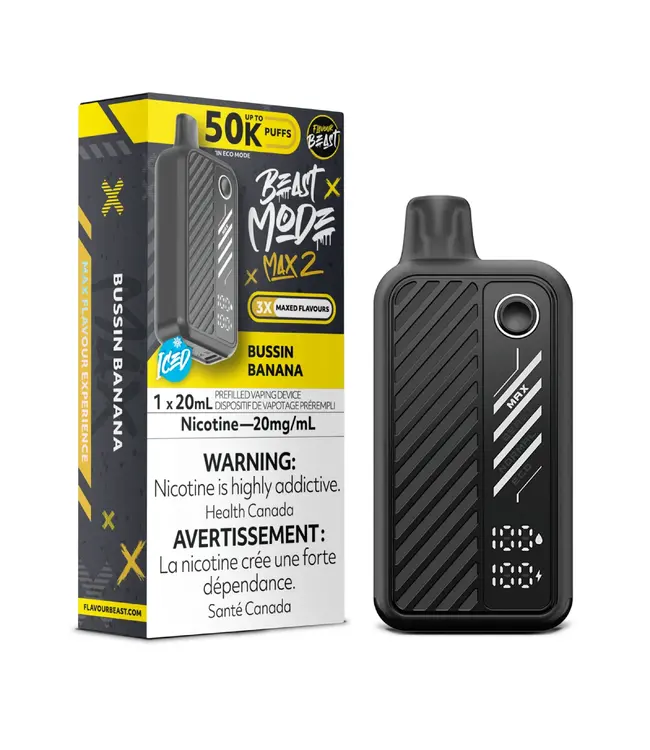 FLAVOUR BEAST MODE MAX 2 - 50K Puff Disposable 20ml Bussin Banana Iced (ONTARIO)