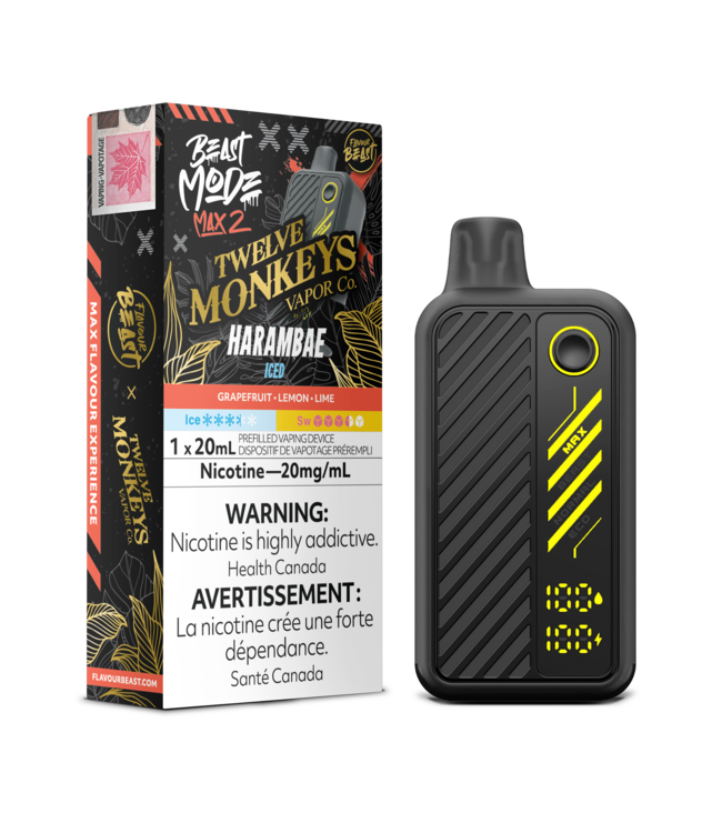 FLAVOUR BEAST MODE MAX 2 - 50K Puff Disposable 20ml Harambae Iced (ONTARIO)