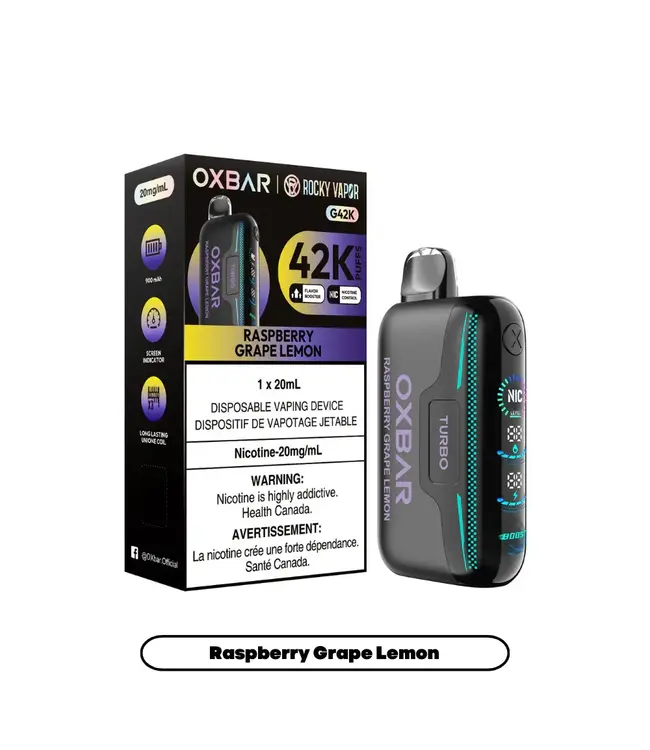 OXBAR 42K 42,000 Puff Disposable (single) Raspberry Grape Lemon (ONTARIO)