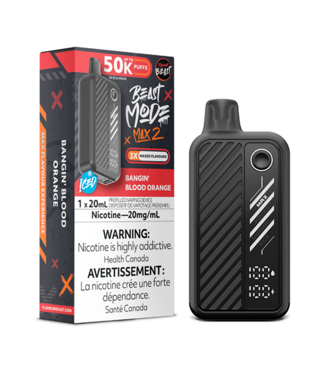 FLAVOUR BEAST MODE MAX 2 - 50K Puff Disposable 20ml Bangin' Blood Orange Ice (ONTARIO)