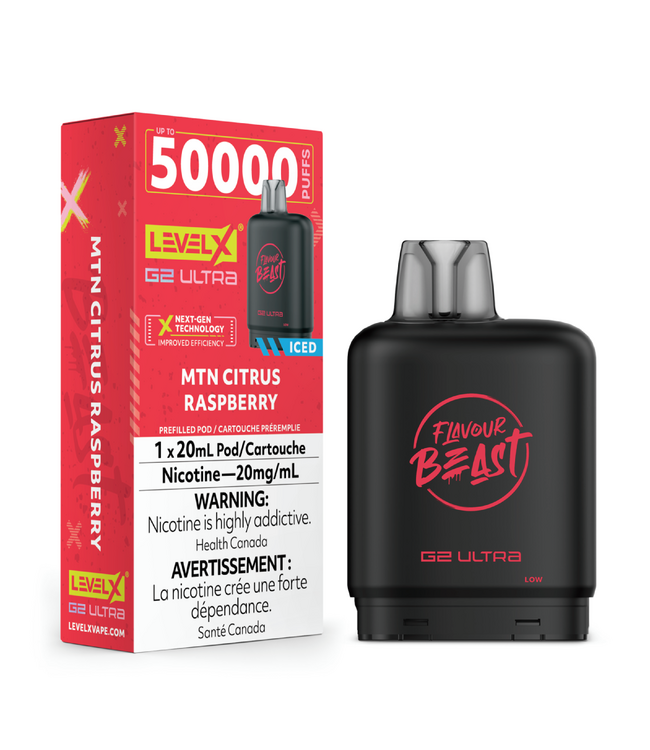 LEVEL X ULTRA - FLAVOUR BEAST 20ml Pod MTN Citrus Raspberry Ice (ONTARIO)