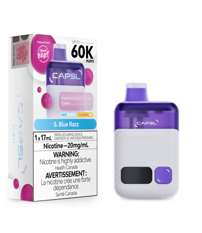 CAPSL By Flavour Beast 60K Puff Disposable (single) Sour Blue Razz (ONTARIO)