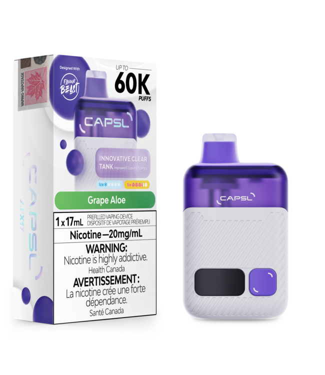 CAPSL By Flavour Beast 60K Puff Disposable (single) Grape Aloe (ONTARIO)
