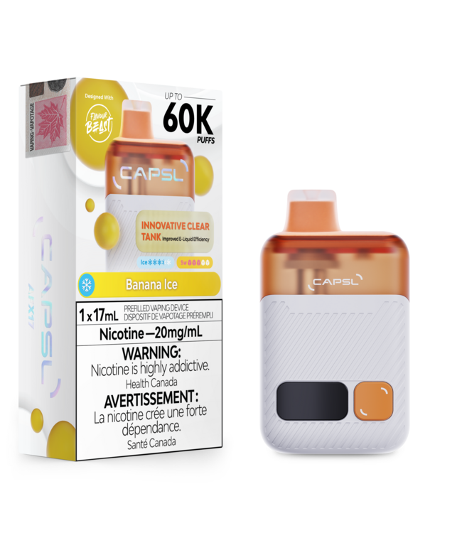 CAPSL By Flavour Beast 60K Puff Disposable (single) Banana Ice (ONTARIO)