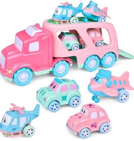 Fun Little Toys Pink Transport Vehicle 5pcs