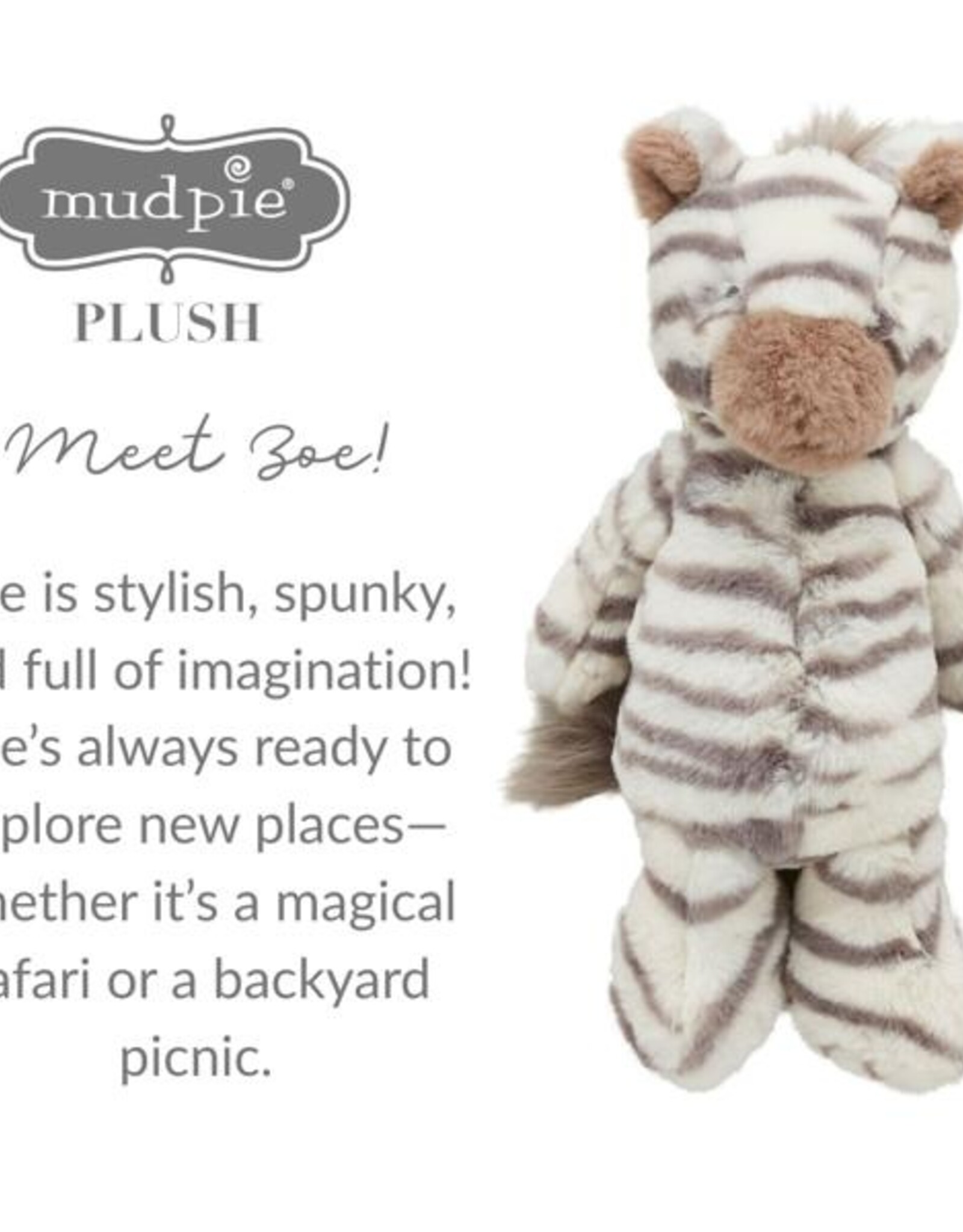 Mud Pie Zoe Zebra Plush