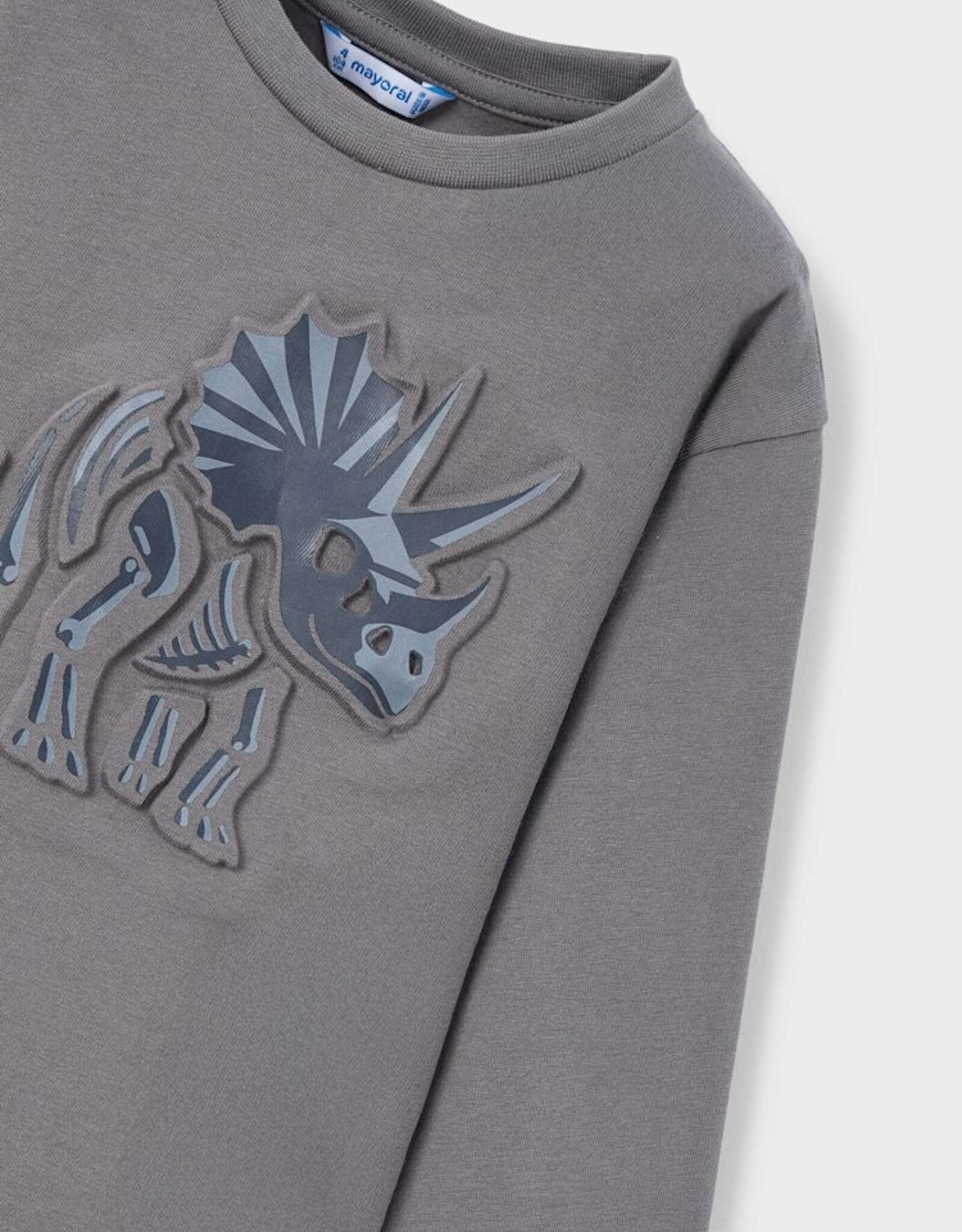 Mayoral FA25 B GreyPuff Dino L/S Shirt