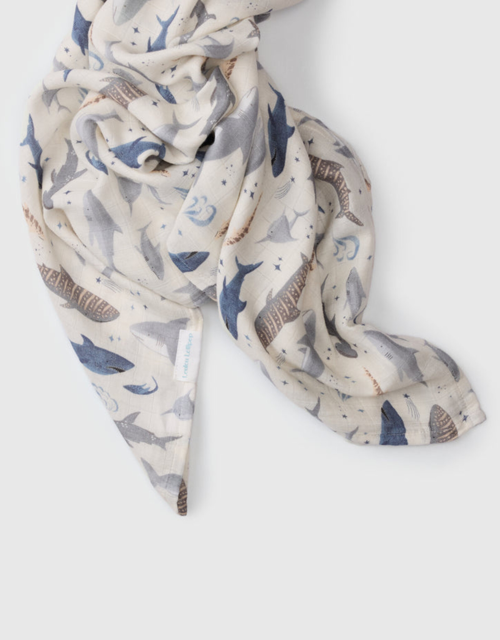 LouLou Lollipop Single Swaddle - Smiley Sharks