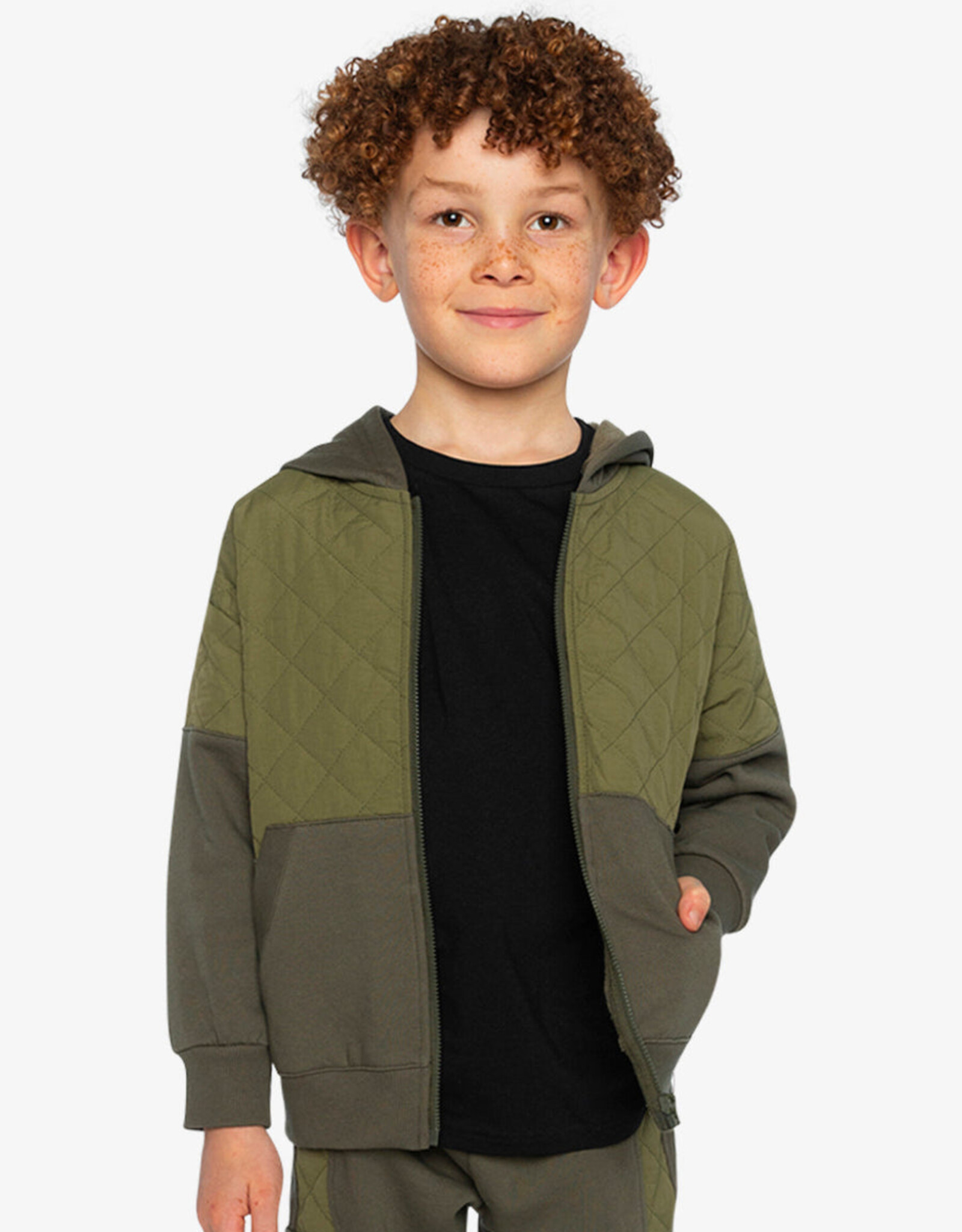 DeuxParDeux FA26 Bi-Material Zip Hood Cardi