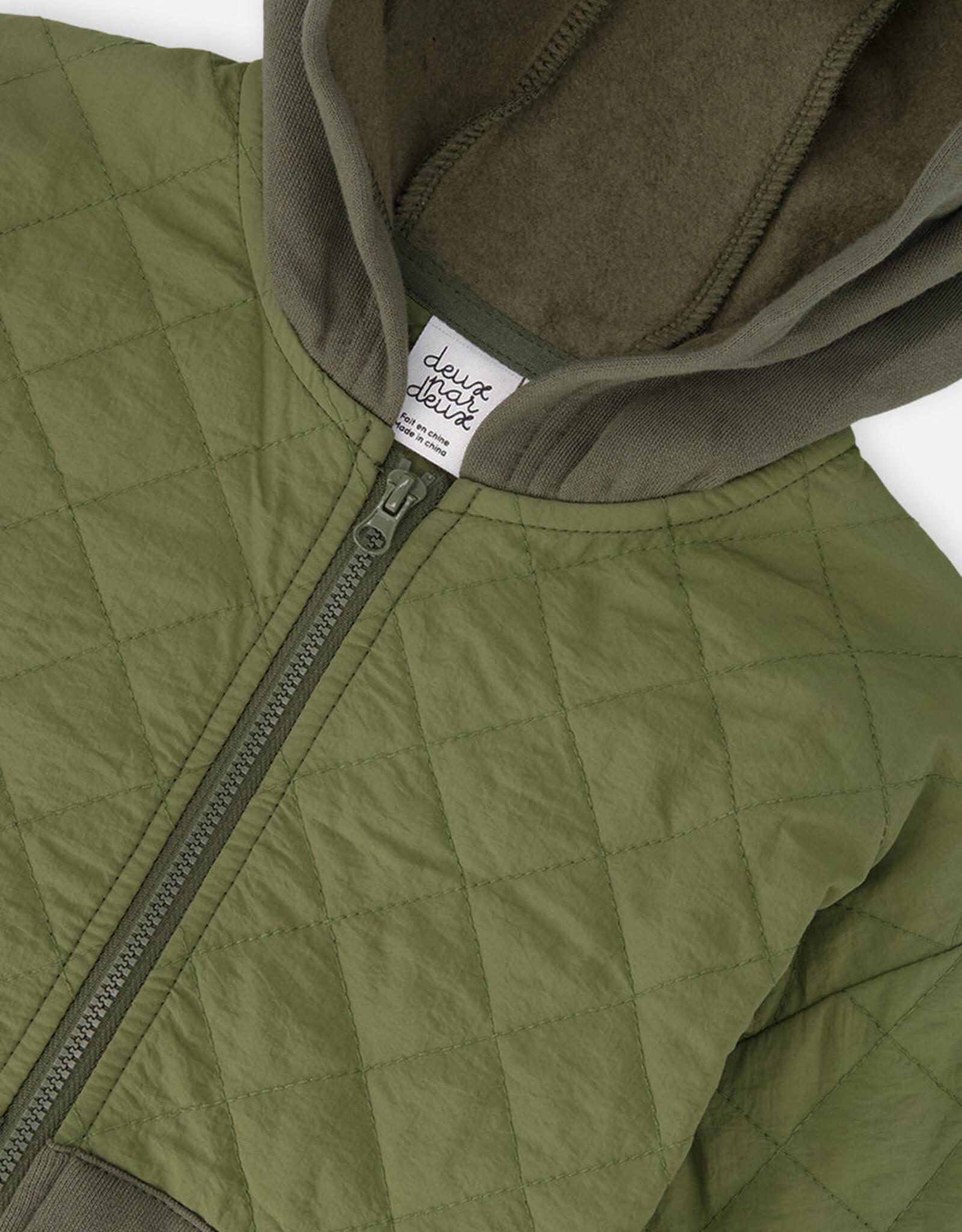 DeuxParDeux FA26 Bi-Material Zip Hood Cardi