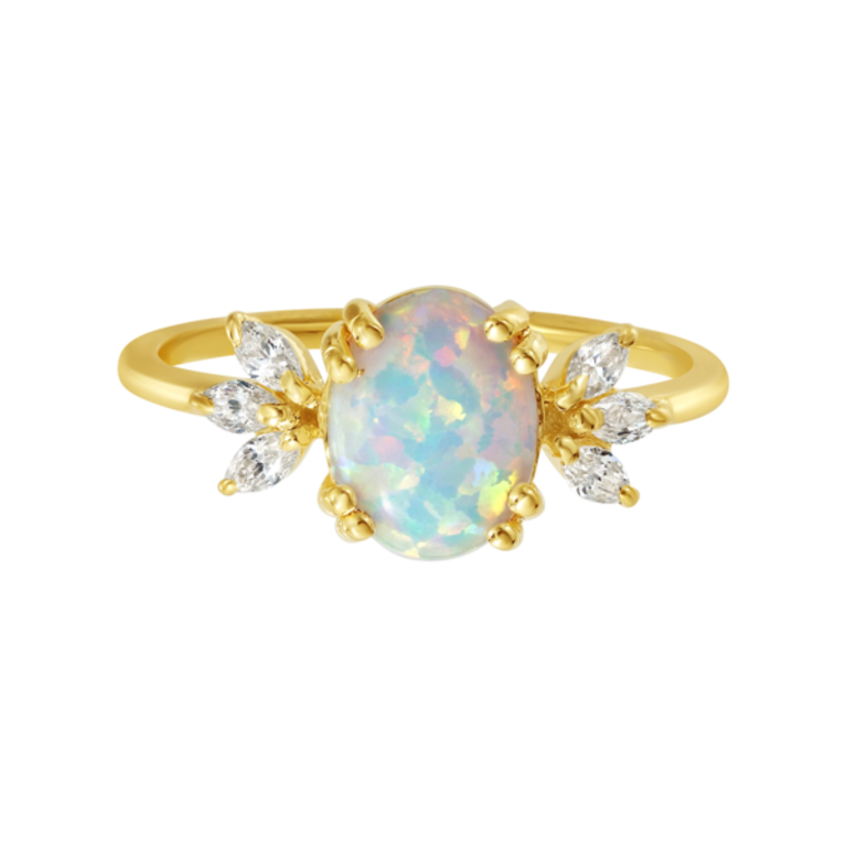 LA KAISER OPAL & DIAMOND TREASURED LOVE RING