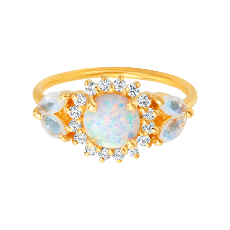 LA KAISER OPAL & DIAMOND SUNFLOWER QUEEN RING