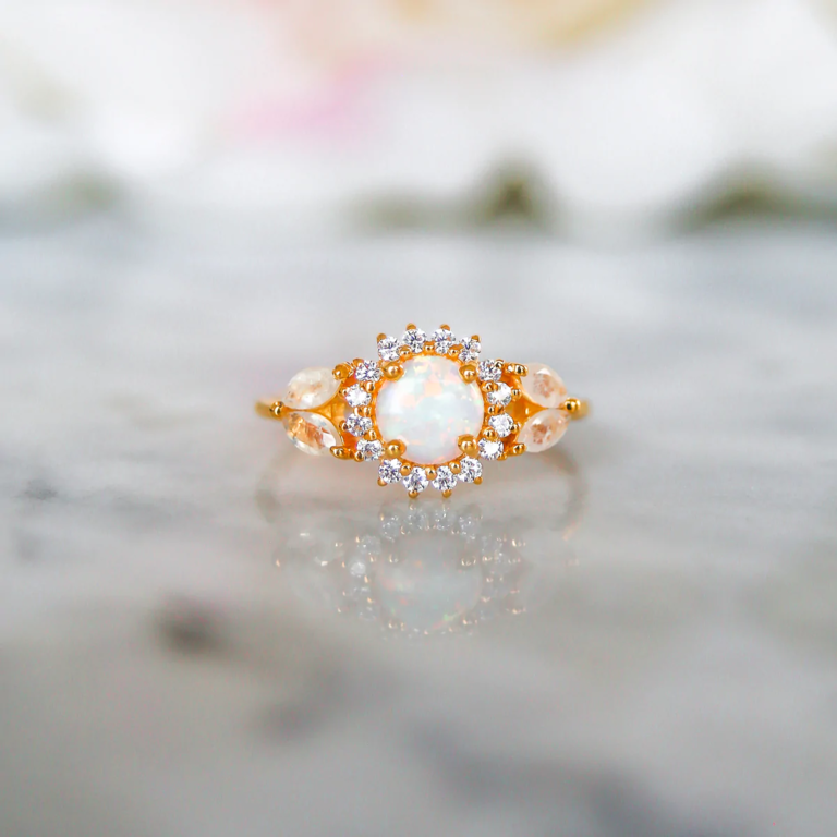 LA KAISER OPAL & DIAMOND SUNFLOWER QUEEN RING