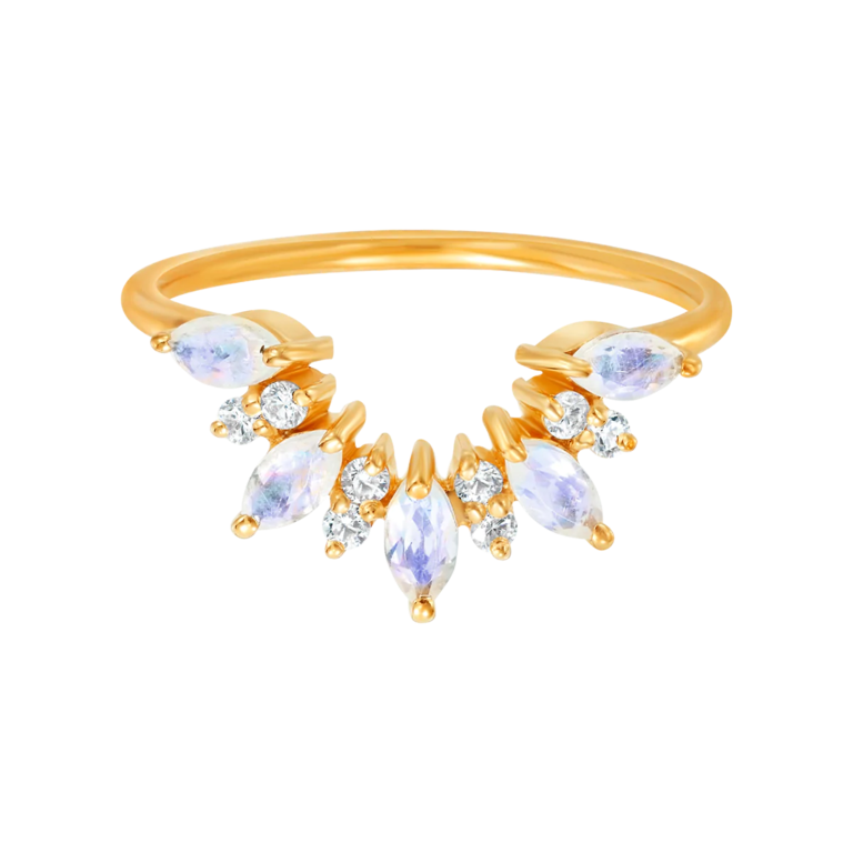 LA KAISER RAINBOW MOONSTONE SUNRISE ARC RING