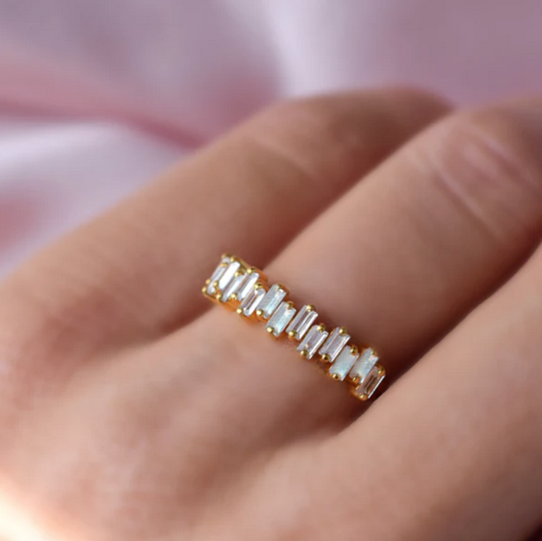 LA KAISER RAINBOW MOONSTONE BRIDGE RING