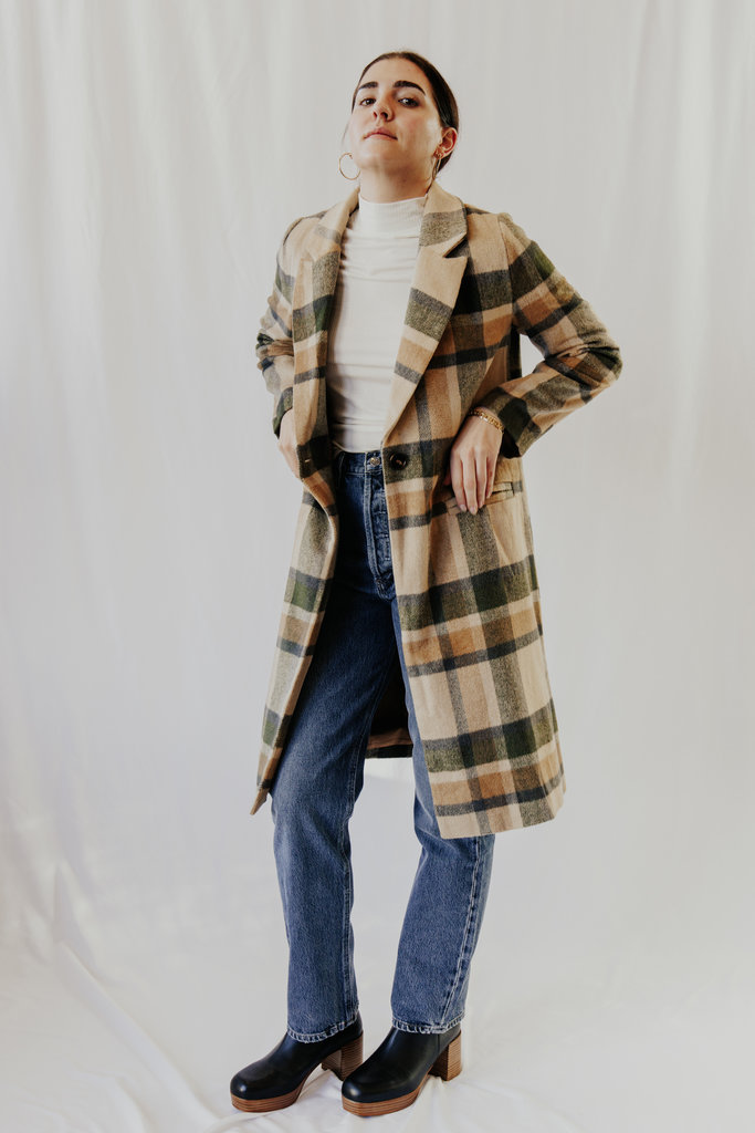 SAGE THE LABEL ALL THE WAY PLAID COAT
