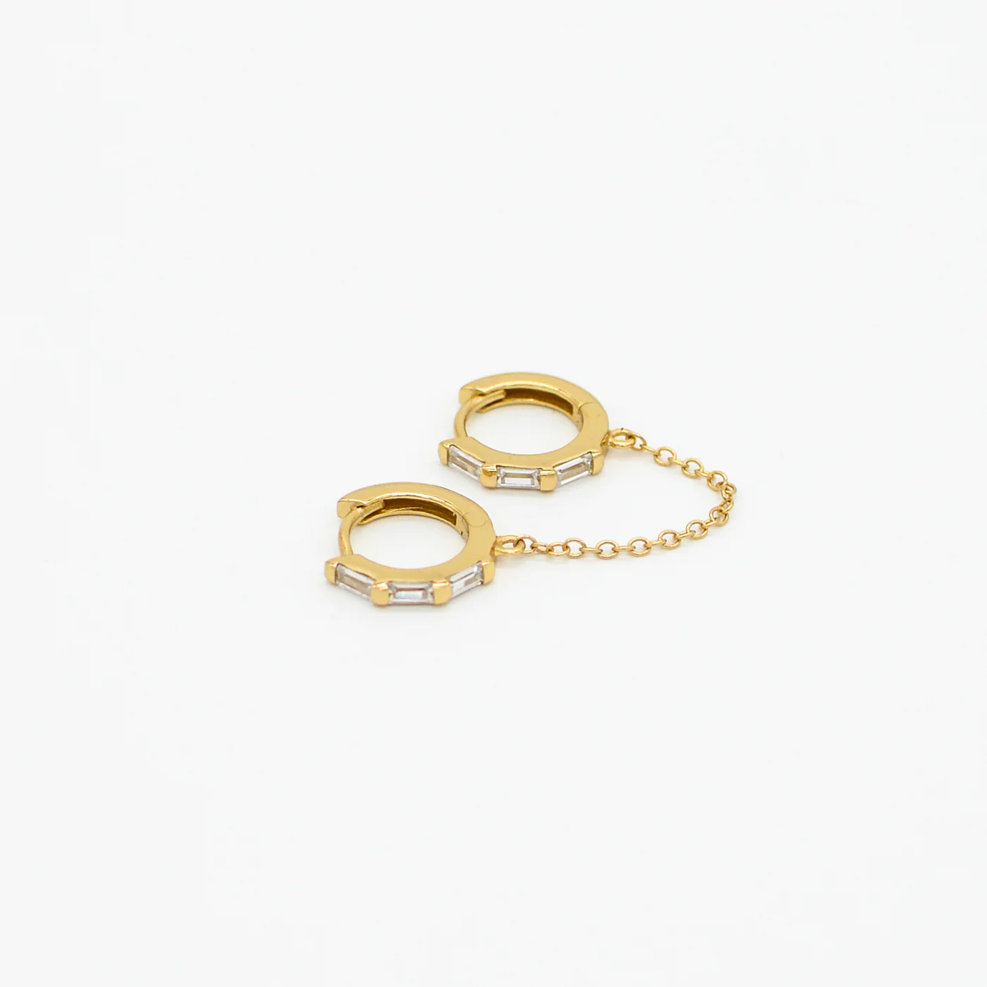 Double Huggie CZ Chain Earring – Pineal Vision Jewelry