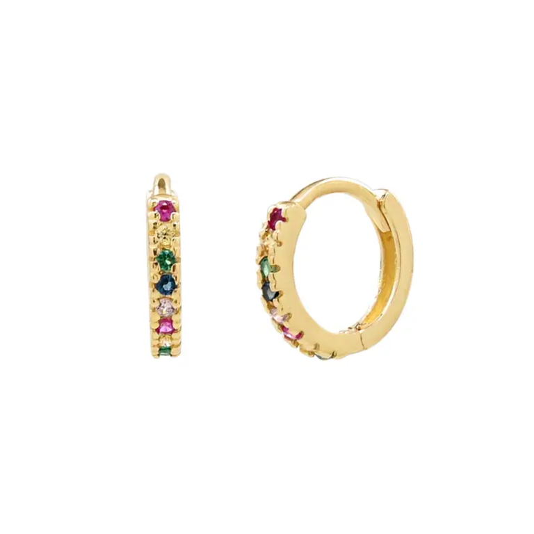 OFINA JEWELRY 10K SOLID GOLD COLORFUL HUGGIES