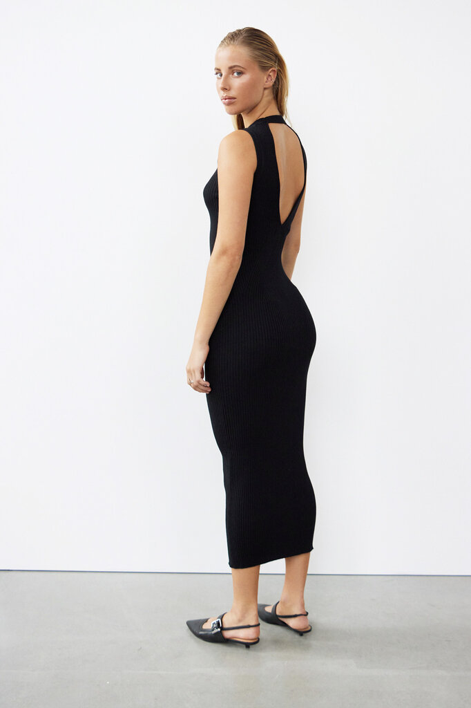 WITH BLACK NANA RIB MIDI DRESS