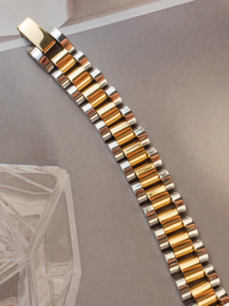 LUV AJ TWO-TONED TIMEPIECE BRACELET