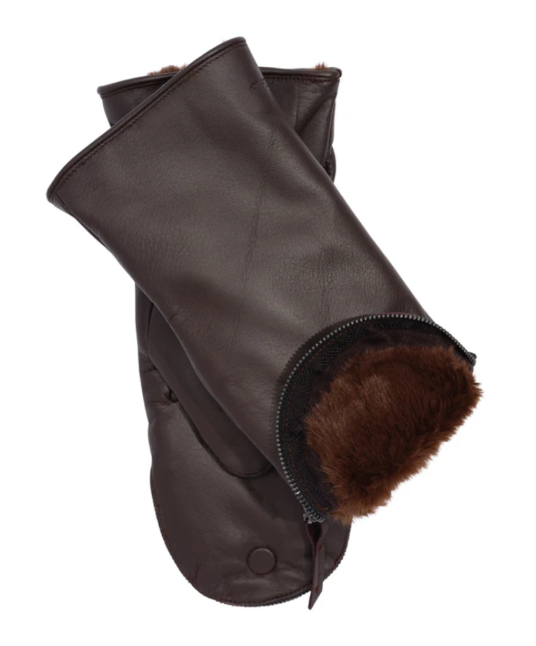 ZIP TOP FAUX FUR LEATHER GLOVE