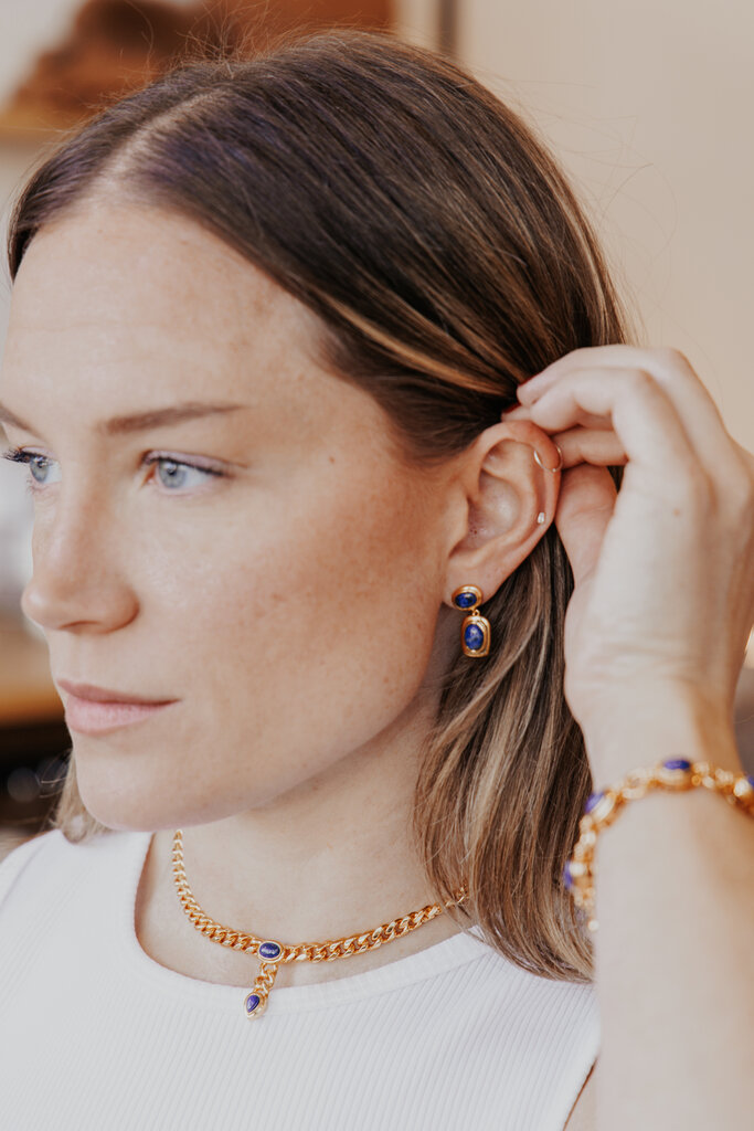 LUV AJ THE LAPIS DOUBLE STUDS