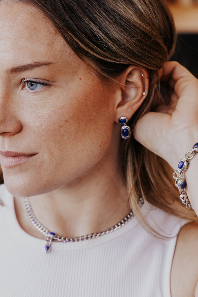 LUV AJ THE LAPIS DOUBLE STUDS