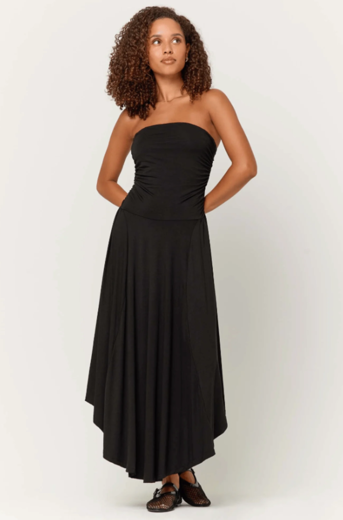 PROJECT SOCIAL T GODDESS STRAPLESS SHIRRED DRESS