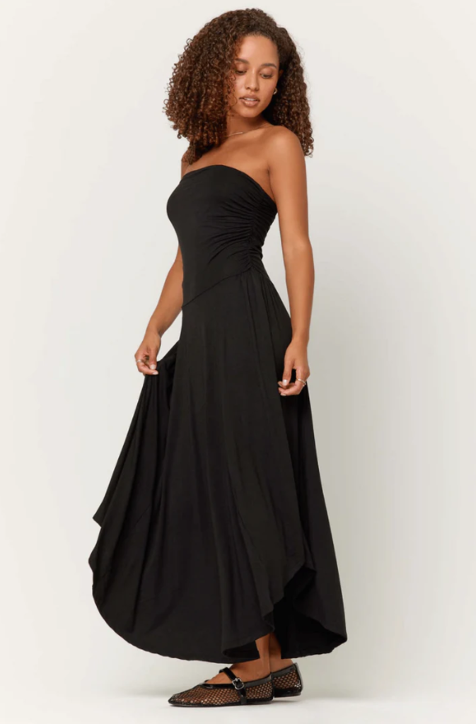 PROJECT SOCIAL T GODDESS STRAPLESS SHIRRED DRESS
