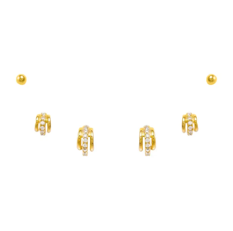 ADINA EDEN PAVE HOOPS & STUDS SET