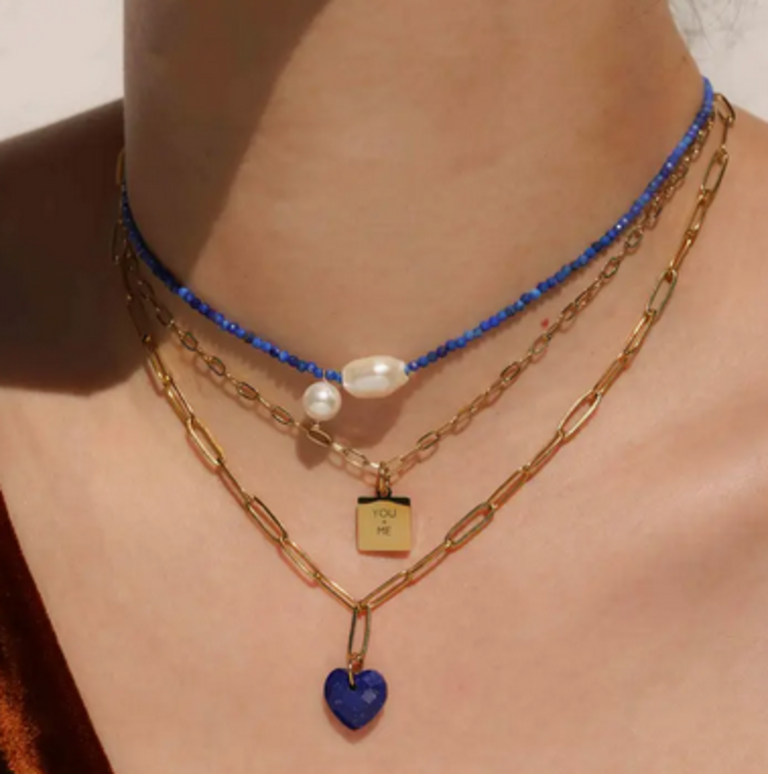 KOZAKH MINI SQUARE MESSAGE NECKLACE