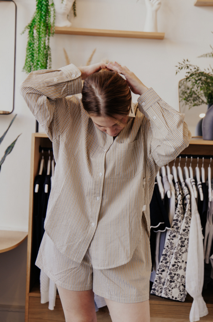 JIJI STUDIO ASIA PINSTRIPE BUTTON UP