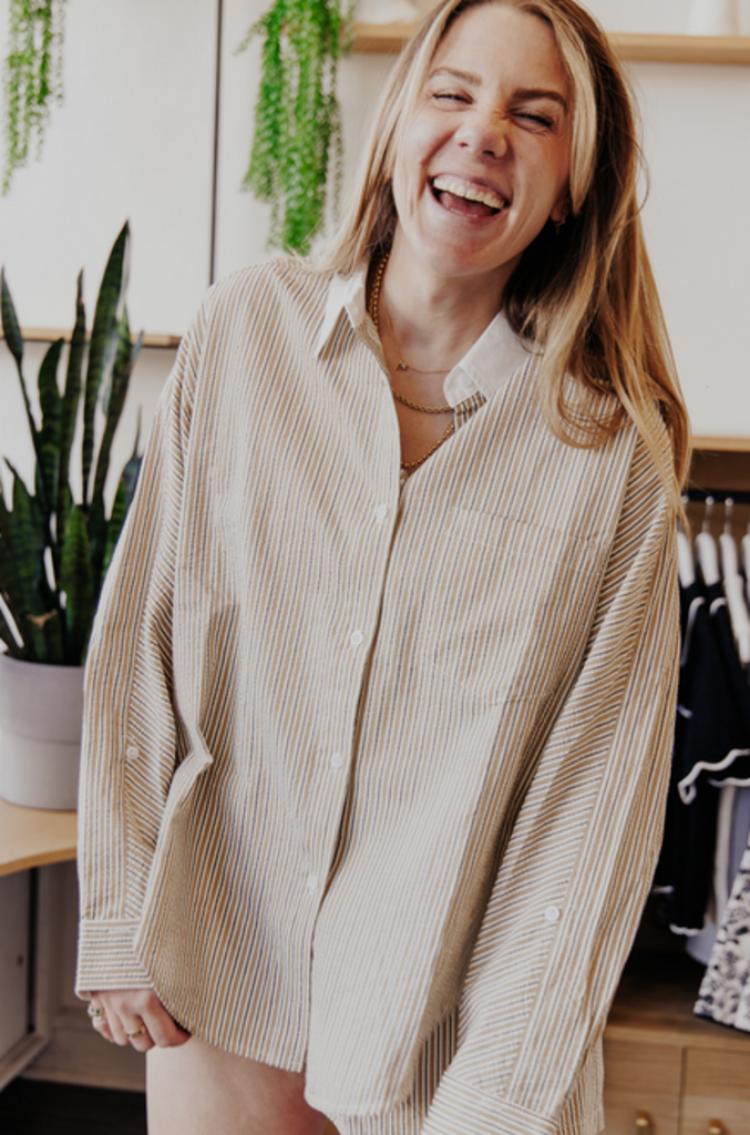 JIJI STUDIO ASIA PINSTRIPE BUTTON UP