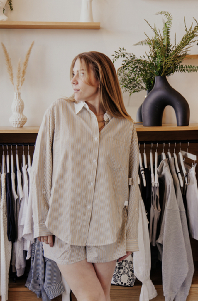JIJI STUDIO ASIA PINSTRIPE BUTTON UP