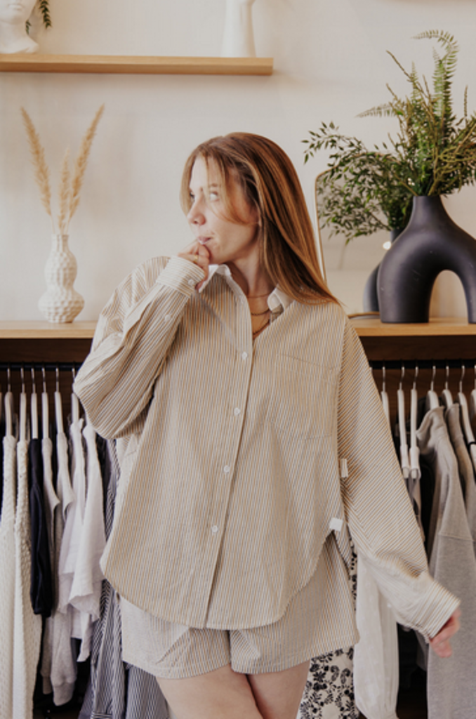 JIJI STUDIO ASIA PINSTRIPE BUTTON UP