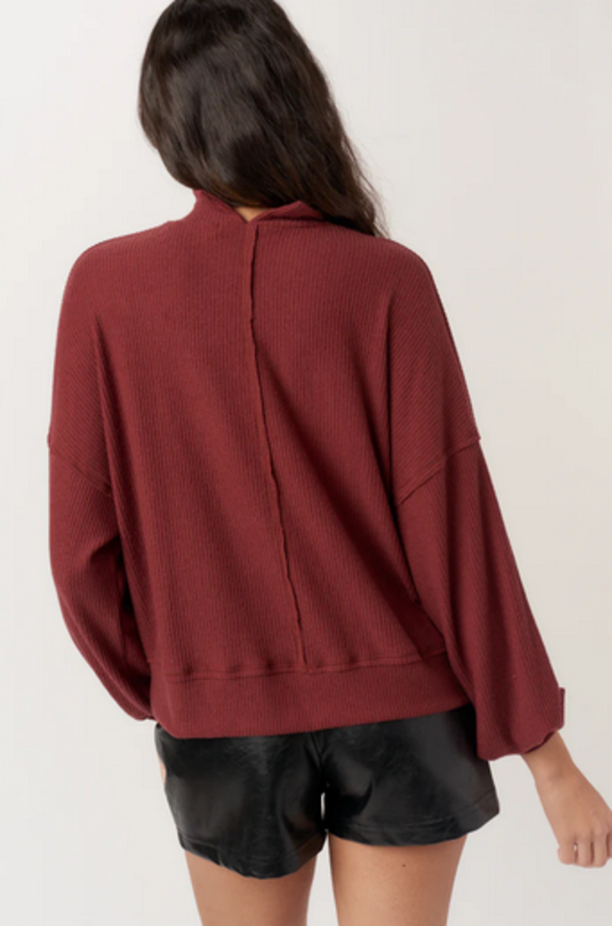 PROJECT SOCIAL T BECCA COZY RIB FUNNEL NECK TOP