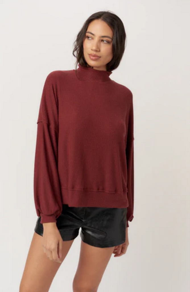 PROJECT SOCIAL T BECCA COZY RIB FUNNEL NECK TOP
