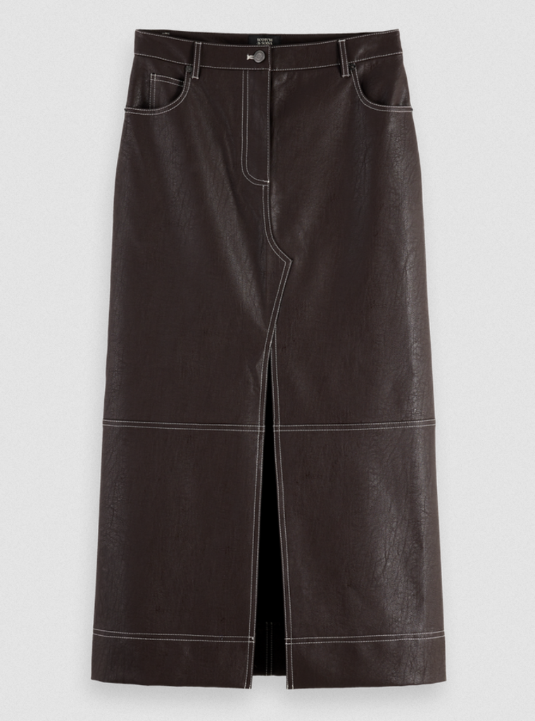 SCOTCH & SODA BRANDI FAUX LEATHER MIDI