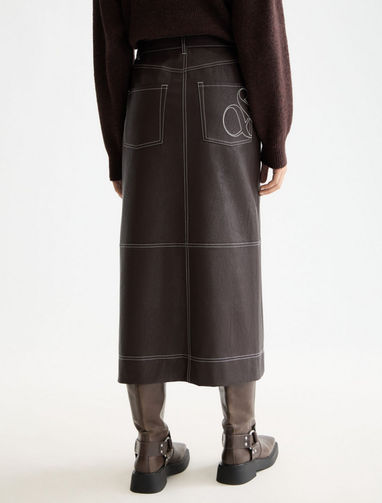 SCOTCH & SODA BRANDI FAUX LEATHER MIDI