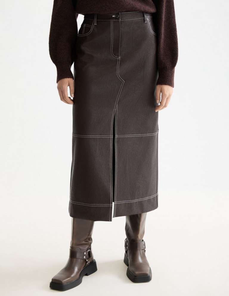 SCOTCH & SODA BRANDI FAUX LEATHER MIDI