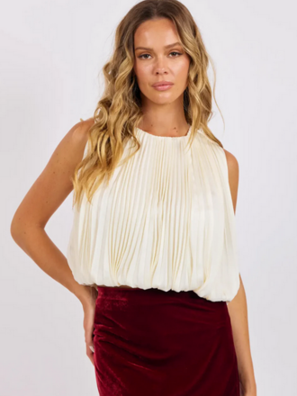 SAGE THE LABEL AMOUR PLEATED BUBBLE HEM TOP