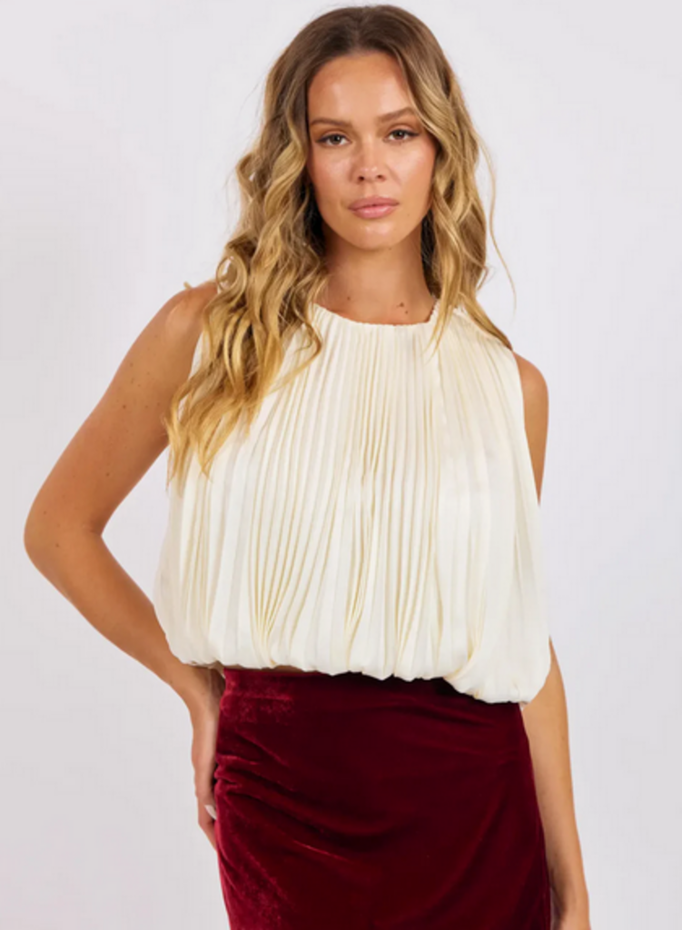 SAGE THE LABEL AMOUR PLEATED BUBBLE HEM TOP