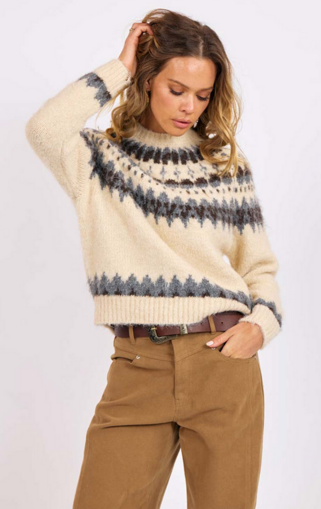 SAGE THE LABEL MONTANA SKY FAIR ISLE SWEATER