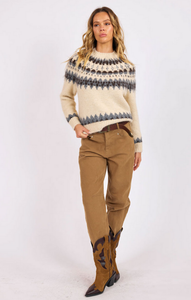 SAGE THE LABEL MONTANA SKY FAIR ISLE SWEATER