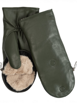 ZIP TOP FAUX FUR LEATHER GLOVE