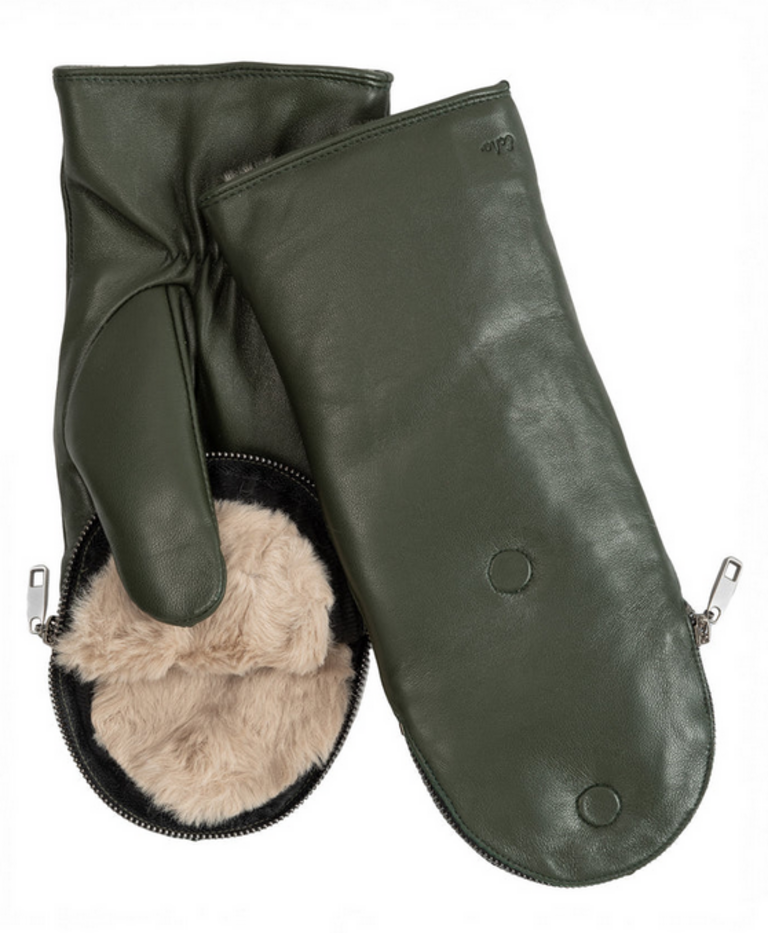 ZIP TOP FAUX FUR LEATHER GLOVE