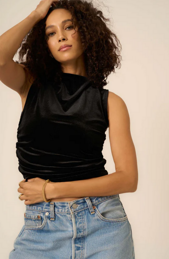 PROJECT SOCIAL T ON REPEAT RUCHED SIDE VELVET TANK